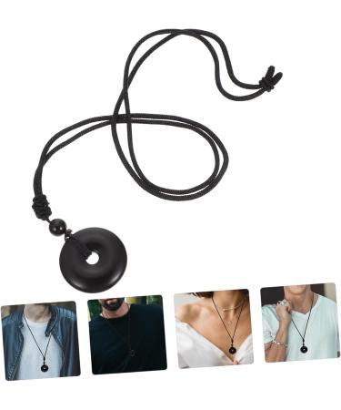 Oatipho Obsidian Necklace with Safety Buckle | Portable Crystal Pendant for Festivals | Unique 3x3x1cm Accessories - Buy Online on GoSupps.com