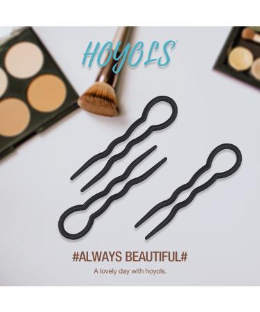 Hoyols 12 pcs 3.5 inch French Style Hair Pins - Small U-Shaped Hair Sticks for Women - Cellulose Acetate Chignon Updo Bun Holder in Black - Buy Online on GoSupps.com