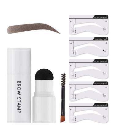 Eyebrow Stamp Stencil Kit Perfect Brow Stamp Shaping Kit Long-lasting Waterproof Eyebrow Stamp (Dark Brown)