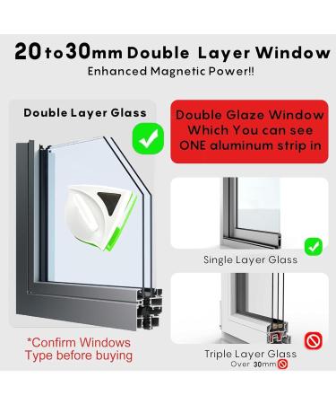 Magnetic Window Cleaner for 20-30MM Double Layer Windows - Anti Drop, Scratch-Free, Water Storage - Green - Buy Online on GoSupps.com