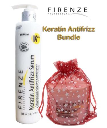 Firenze Professional Keratin Antifrizz Bundle - Leave-in Serum & Mask Treatment Pack with Free Red Gift Bag - 3.37 Fl Oz (Pack of 3) - Buy Online on GoSupps.com