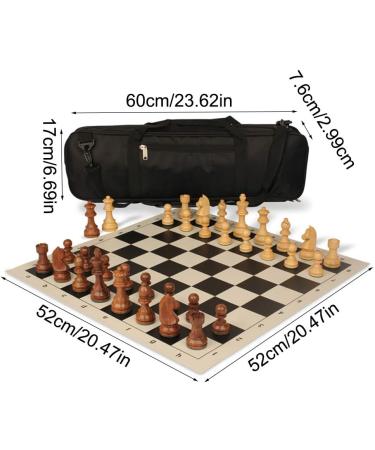 Expert Set with Portable Backpack Include Wooden Chess Pieces and Leather Folding Chessboard Game (Color : Black) (Black) - Buy Online on GoSupps.com