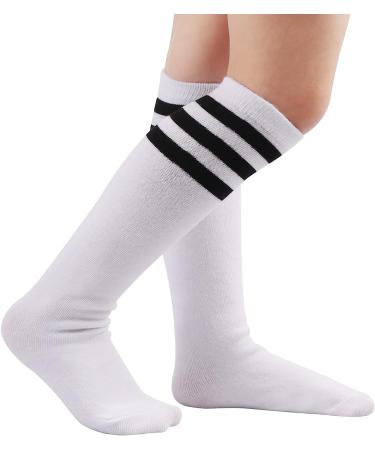DRESHOW BQUBO Kids Toddler Soccer Socks - White/Black Stripe, 3-6 Years - Buy Online on GoSupps.com