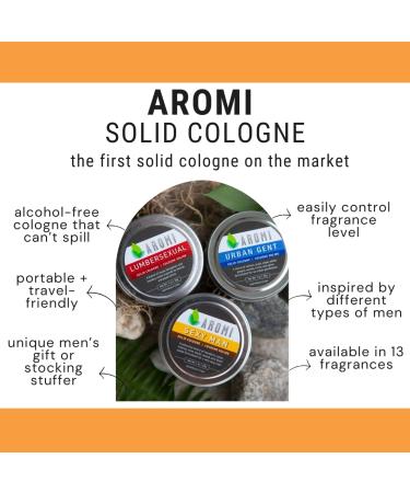 Aromi Solid Cologne | Aromatic Woodsy Men's Fragrance Mandarin Mint and Suede Scent Vegan Cruelty-free Gift for Him Stocking Stuffer Travel (Sexy Man) - Buy Online on GoSupps.com