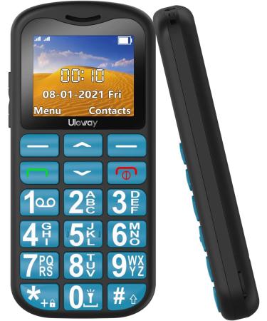 Uleway Senior Cell Phone - Large Button Dual SIM SOS No Contract - Perfect GSM Phone for Pensioners - Includes Charging Station - Blue - Buy Online on GoSupps.com