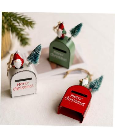 Abaodam Box Christmas Mailbox Rustic Decor Metal Trim Christmas Pendants Party Props The Tree Wooden Pendant - Buy Online on GoSupps.com