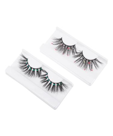 minkissy 2 Pairs Fake Eyelashes Strip Eyelashes Long Fluffy Fake Eye Lashes Artificial Eyelashes Fluffy Volume Lashes Women False Eyelash Sequin Eyelash Supplies Christmas 3d Chemical Fiber