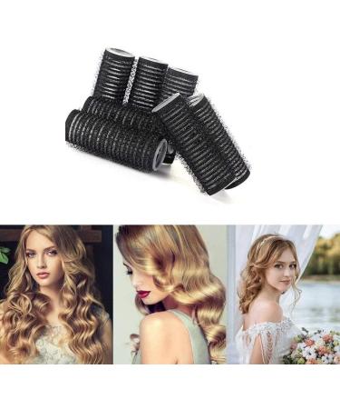 8 PACK HAIR ROLLERS - Self Holding Salon Hairdressing Curlers | Self Grip DIY Curling Tool | Hair Volume For Long Short Hair | Black Haircut Velcro Foam Styling Tool | Hair Clip Rolling Accessories - Buy Online on GoSupps.com