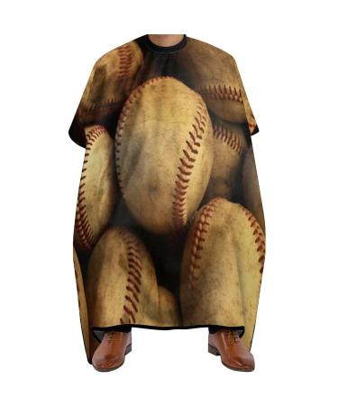 Vintage Baseball Professional Barber Cape Polyester Hair Cutting Salon Cape Water Stain Resistant Apron Cutting Hair Beard Hairdressing Cape Anti-Static Haircut 56.7 66.9 Inch (1 Pack)