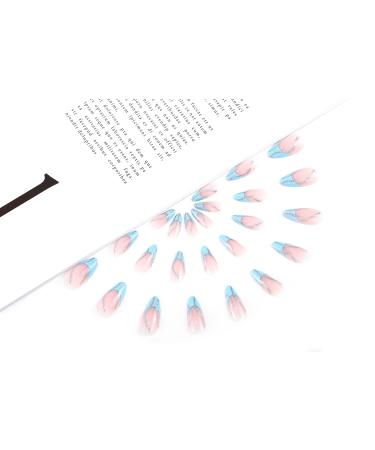 Sethexy Swirl Artificial Tonsiling Brief French Acrylic Nails - 24 Shiny Blue Stick-On Nails for Women & Girls - Buy Online on GoSupps.com