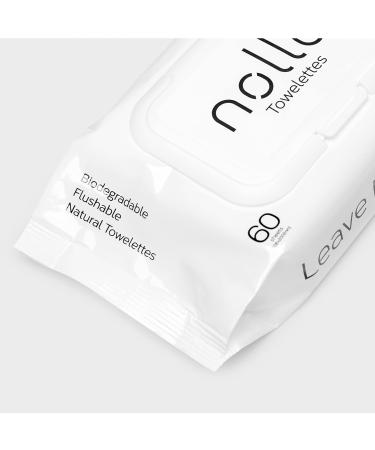 Nolla Flushable Wipes - 100% Plant-Based, Plastic-Free, Biodegradable - Unscented with Aloe & Vitamin E - Septic & Sewer Safe - 360 Count (6 Packs of 60) - Buy Online on GoSupps.com
