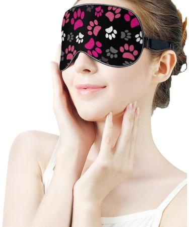 Buy Pink Animal Paws Print Sleep Mask for Women | Adjustable Eye Shades with Elastic Strap | Comfortable Sleeping Cover - Buy Online on GoSupps.com