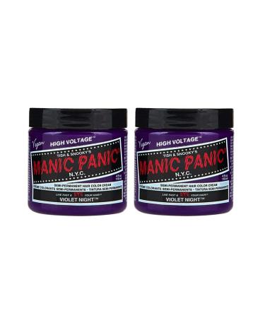 Manic Panic Violet Night Classic Creme Vegan Cruelty Free Purple Semi Permanent Hair Dye 2 x 118ml Violet Night 118 ml (pack of 2)