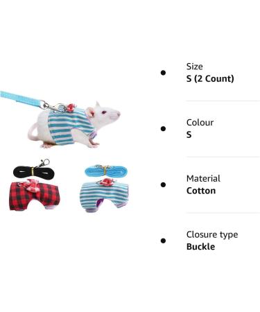 2Pcs Hamster Harness Red Grid + Blue Stripes Small Animal Outdoor Walking Vest Chest Strap with Traction Rope for Rabbit Squirrel Bunny Ferret Guinea Pig(S) - Buy Online on GoSupps.com