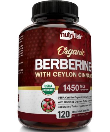NutriFlair Organic Berberine with Ceylon Cinnamon 1450mg - 120 VEGETARIAN Capsules - Buy Online on GoSupps.com