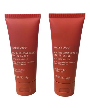 2-Pack Trader Joe's Microdermabrasion Facial Scrub Exfoliating Cream with Pomegranate Pineapple & Papaya Extracts Dermatologist Formulated 2 oz