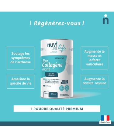 Nuviline Life Pure Universal Marine Collagen Hydrolyzed Collagen Powder Muscles Bones & Joints Premium Quality Made in France 300 g (30 Doses) - Buy Online on GoSupps.com