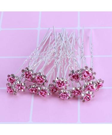 Beaupretty Crystal Hairpins - 20pcs Rose Rhinestone Hair Clips for Bridal & Wedding - Pink Hair Jewelry Accessories - Buy Online on GoSupps.com