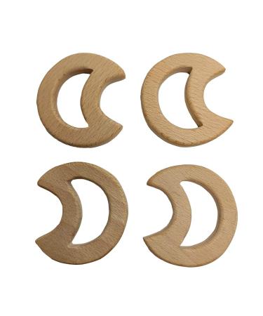 5pcs Lovely Cartoon Wood Moon Pendant Pure Natural Animal Shape Beech Wooden Handmade Cut Pattern DIY Beading Necklace Pendant (Moon 5pcs)