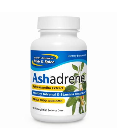 NORTH AMERICAN HERB & SPICE Ashadrene - 60 Capsules - Ashwagandha Extract Fortified with Royal Jelly - Non-GMO - 30 Servings