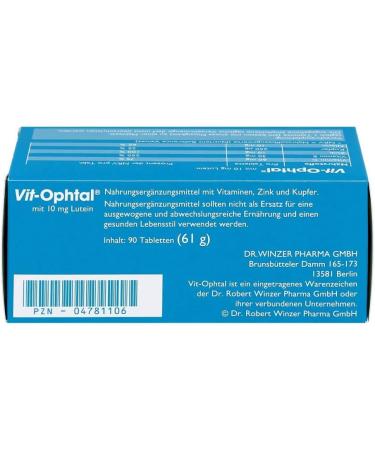 Dr. Winzer VIT OPHTAL - 10 mg Lutein Tablets for Eye Health | Buy Internationally - Buy Online on GoSupps.com