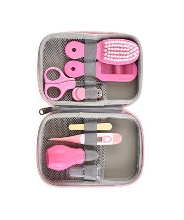 Nirelief Baby Grooming Kit Newborn Baby Care Set Baby Grooming Healthcare Kit Newborn Nursery Hair Nail Thermometer Care Set with Storage Case Pink 8pcs