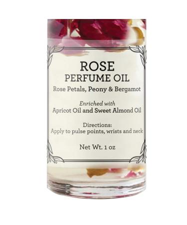 Rose Roll-On Perfume Body Oil - Refreshing Lightly Scented Floral Rose Petals - Body Oils for Women Perfume - Enriched with Apricot Oil Sweet Almond Oil Fractionated Coconut Oil - 1 Fl Oz