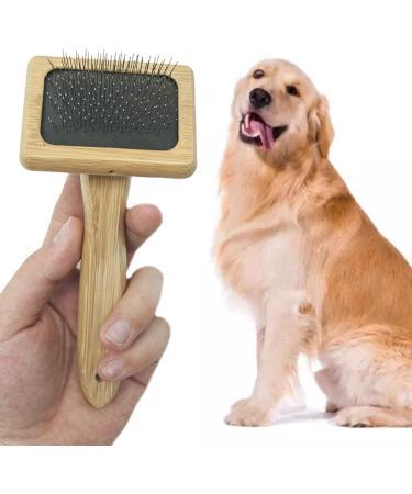 Dog & Cat Brush Pet Hair Deshedding Brush for Grooming Removes Loose Hair Tangles Pain Free Bristles Bamboo Wood Handle pet cleaning slicker brush for dogs with long hair short hair for cats for dogs - Buy Online on GoSupps.com