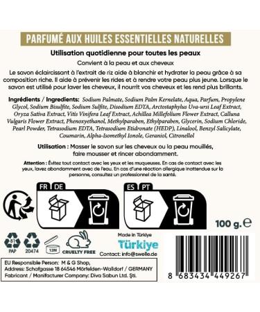 SWELLE Rice Milk Soap Lightening Soap 100 gr 1 pc Women's Face Scrub | Anti-Aging Acne Pimple | Natural Solid Face Soap | Face Care Shower Bar Face Mask - Buy Online on GoSupps.com