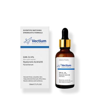 Vectium Blue Copper Peptide Serum 4% GHK-CU & Hyaluronic Acid + B5 - Helps reduce the appearance of fine lines Firms Smooths & Hydrates Skin - All Skin Types Especially Mature & Dry Skin - 30ml - Buy Online on GoSupps.com