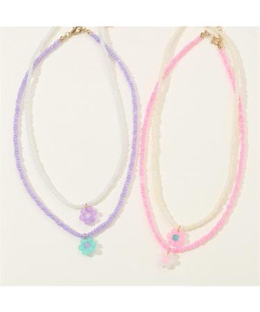 Shop Oralgos 4 Colorful Rocailles Pearl Flower Choker Necklace | Adjustable Handmade Jewelry for Women & Girls - Buy Online on GoSupps.com