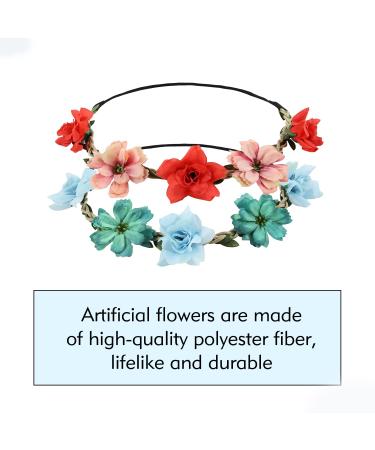 Cinaci Handmade Rose Flower Wreath Headbands - 6 Pack for Wedding Party, Women, Bridesmaids, Baby Girls and Teens - Buy Online on GoSupps.com