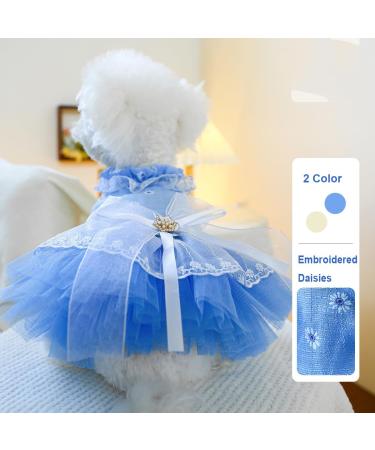 BT Bear Smally Disching Puppy Skirt & Tutu Dress for Small Dogs & Cats - Princess Bow Wedding Outfit (Size L Blue) - Buy Online on GoSupps.com