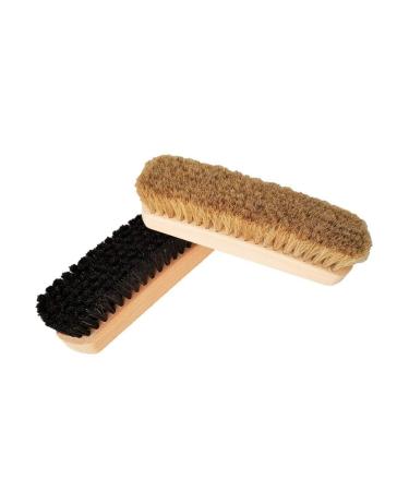 Invero 2 Piece Traditional Boot Shoe Brush Polish Buffing Buff Leather Cleaning Set with Traditional Wooden Handles