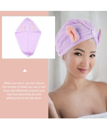 MAGICLULU Hair Protection 4pcs Bunny Ears Dry Hair Hat Hair Ring Quick Dry Coral Fleece Hair Health Violet - Buy Online on GoSupps.com
