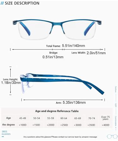 AJYADO Reading Glasses for Men & Women - 2PCS Blue & Black | Blue Light Filter Reading Aid (2.5) - Buy Online on GoSupps.com