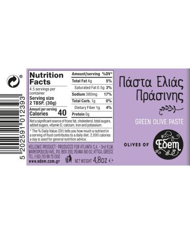 Edem Green Olive Tapenade Spread - Dairy & Gluten Free, Healthy Olive Paste - 4.8oz Jar - Buy Online on GoSupps.com