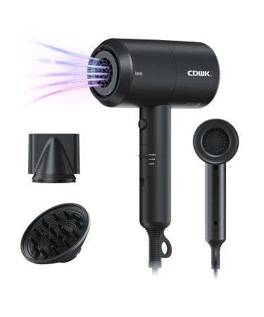 Professional Ionic Negative Hair Dryer with Diffuser Powerful 1800W for Fast Drying Constant Temperature Lightweight Travel Portable Hair Dryers for Curly Straight Hair