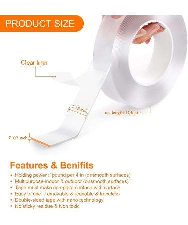 Yeefeoch Double Sided Tape Heavy Duty - 10 Feet - Nano Adhesive Mounting Strips for Picture Hanging and DIY Projects - T002 - Buy Online on GoSupps.com