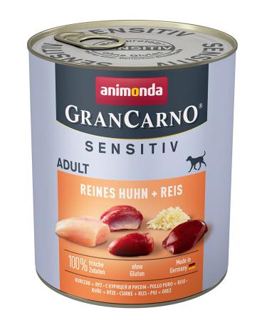 Animonda grancarno adult sensitive dog food wet food for adult dogs pure chicken + rice 6 x 800 g pure chicken + rice 800 g (6 Pack) - Buy Online on GoSupps.com