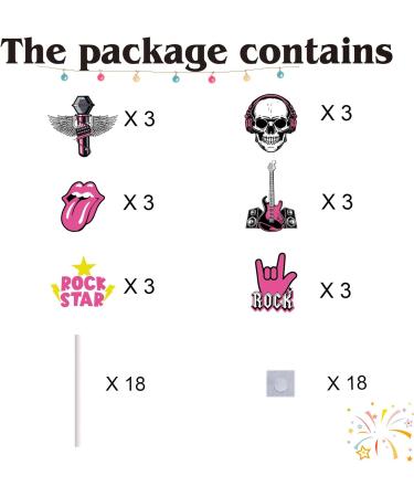 18pcs Pink Rock and Roll Cupcake Toppers for Girls Women Rock Roll Rockstar Party Decorations Supplies Guitar Microphone Music 80s Cake Decorations - Buy Online on GoSupps.com