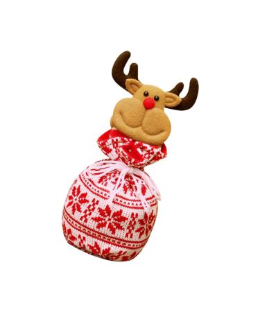 SEWOART 1pc Christmas Plush Pouches for Reindeer Party Ornament Hanging Knitted Decoration Table