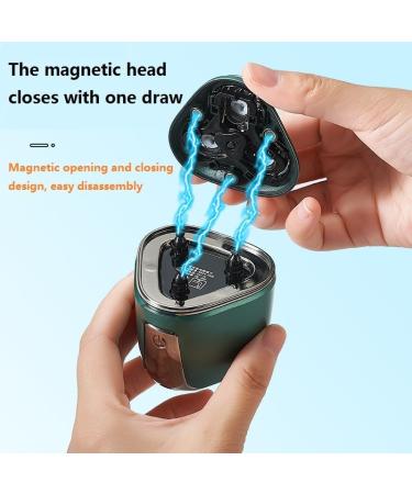 Men's electric shaver portable rechargeable electric shaver magnetic tip close at a stroke mini travel electric shaver full body bath smart razor (prairie Green +2 blade heads) - Buy Online on GoSupps.com