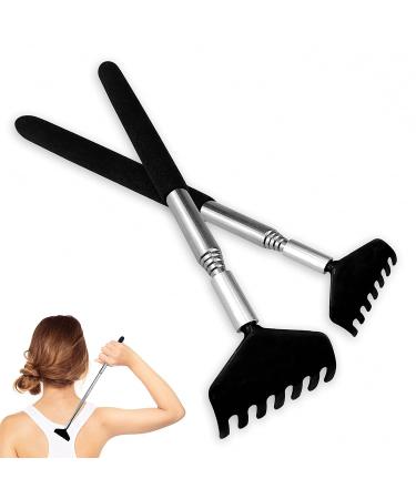 2 pieces of black back scratchers made of high-quality material 68cm range premium quality telescopic back scratcher for head and back