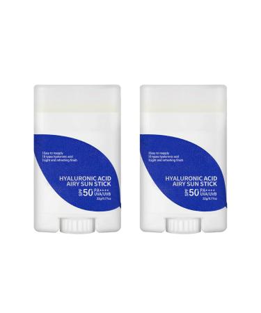 Madonmay Hyaluronic Acid Airy Sun Stick Lightweight Sunscreen SPF 50+ PA++++| Skin Protection and UV Defense for All Skin Types(2-PACK) Sunscreen Stick 2-PACK
