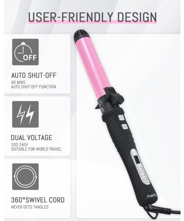 AmoVee 1.25 Inch Rotating Curling Iron - Auto Ceramic Adjustable Temps Dual Voltage | Perfect Valentine's Day Gift for Her - Buy Online on GoSupps.com