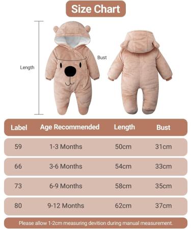Baby Hooded Flannel Winter Romper | Snowsuit with Covered Feet | Unisex Jumpsuit 3-6 Months - Buy Online on GoSupps.com