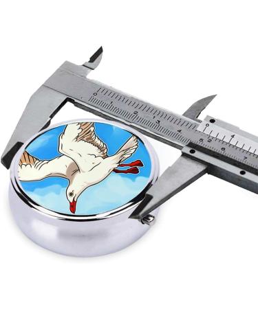 Flying Seagulls Portable Metal Pill Box - Round Mini 3-Compartment with Hinged Design for Small Pills | Ideal for Travel - Shop Worldwide - Buy Online on GoSupps.com