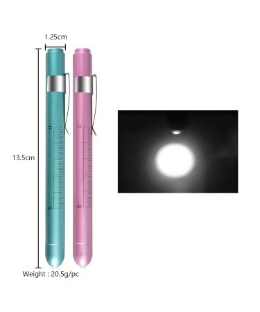 Almocn 2-Pack Pen Lamp for Nurses - Reusable White Light with Pupil Teaching Ruler - Stylish Blue-Green & Rose Gold - Buy Online on GoSupps.com