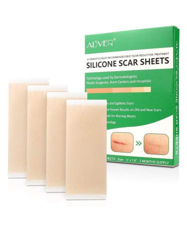 Silicone Scar Sheets Silicone Scar Removal Sheets Reusable Scar silicone Scar Strips for C-Section Surgery Burn Keloid Acne et 3 1.6 4 Sheets (2 Months Supply)